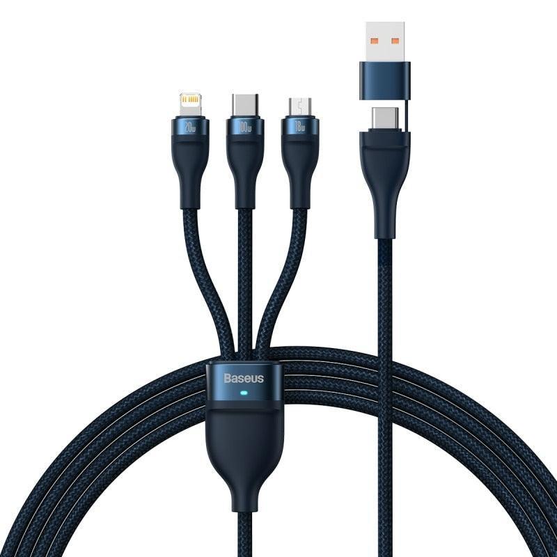 Carregador 3 em 1 engate USB A ou C - Baseus - Snap Mart