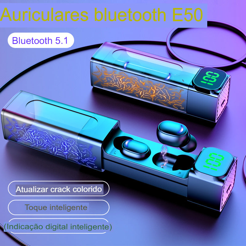 E50 Bluetooth 5.1 fone de ouvido Bluetooth com carregamento Bin Display - Snap Mart