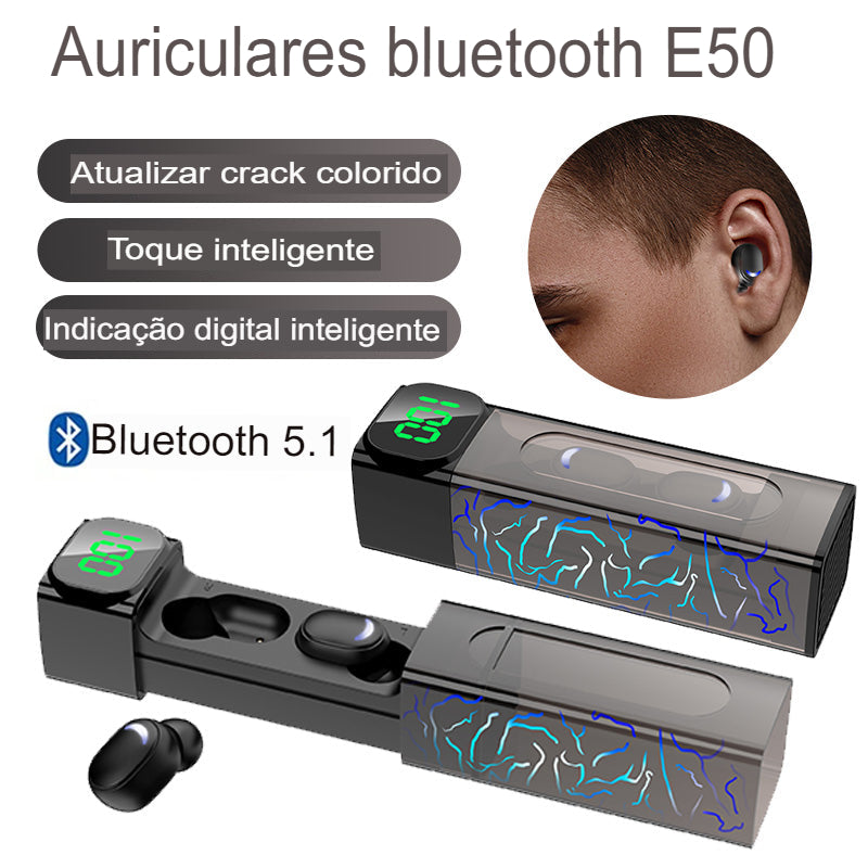 E50 Bluetooth 5.1 fone de ouvido Bluetooth com carregamento Bin Display - Snap Mart