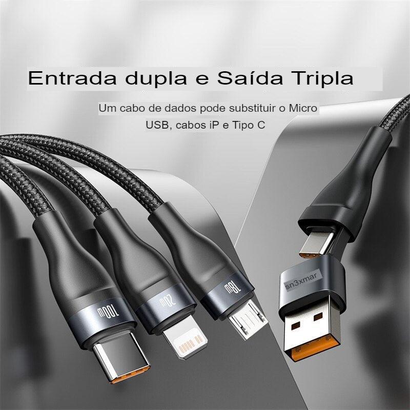 Carregador 3 em 1 engate USB A ou C - Baseus - Snap Mart