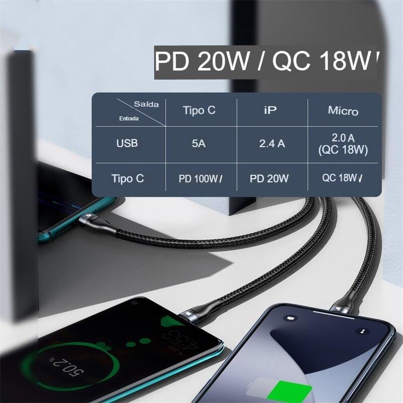 Carregador 3 em 1 engate USB A ou C - Baseus - Snap Mart