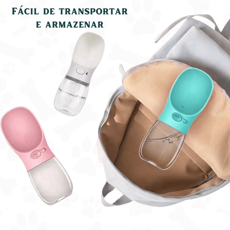 Garrafa de água portátil para pets - com bebedouro prático - Snap Mart