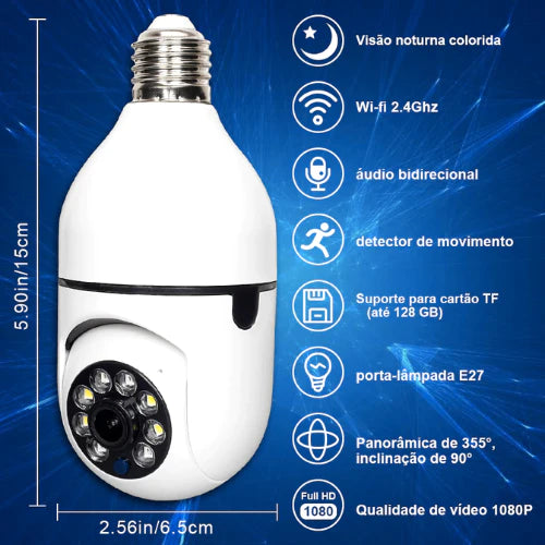 Câmera de Segurança Full HD Wi-Fi Inteligente 360 IP 5G - Snap Mart