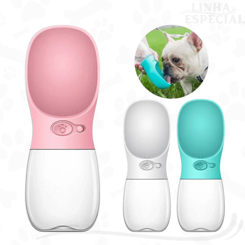 Garrafa de água portátil para pets - com bebedouro prático - Snap Mart
